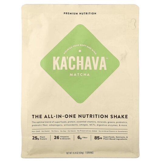Основное фото товара The All-In-One Nutrition Shake Matcha Основное фото товара KaChava, Заменитель еды, The All-In-One Nutrition Shake Matcha, 4