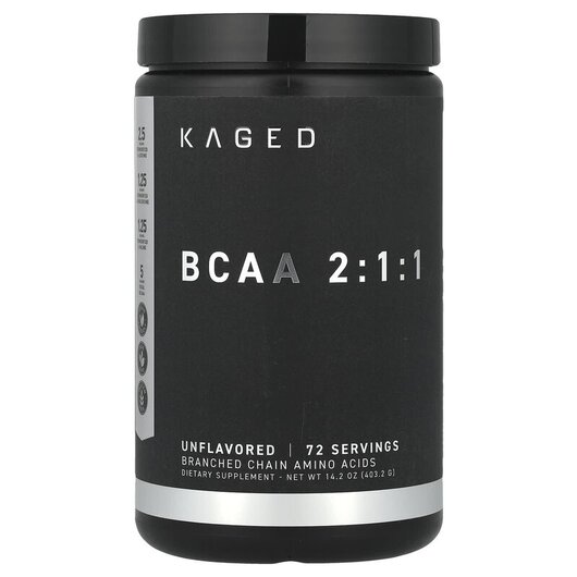 Основне фото товару Kaged, BCAA 2:1:1 Unflavored, БЦАА, 400 г