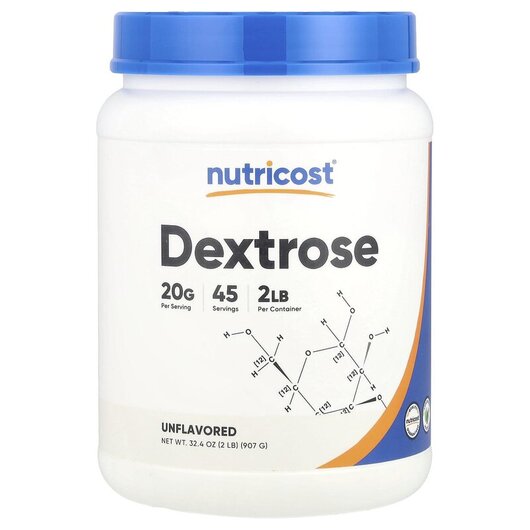Основне фото товару Dextrose Unflavored Основне фото товару Nutricost, Dextrose Unflavored, Декстроза, 907 г