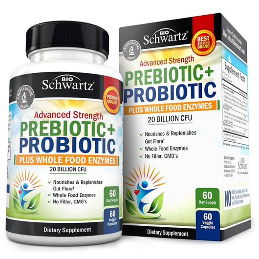 Основное фото товара Advanced Strength Prebiotic + Probiotic Основное фото товара Пребиотики, Advanced Strength Prebiotic + Probiotic, 60 капсул
