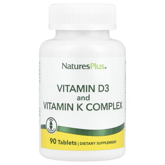 Основное фото товара Natures Plus, Витамины D3 & K2, Vitamins D3 & K2, 90 капс
