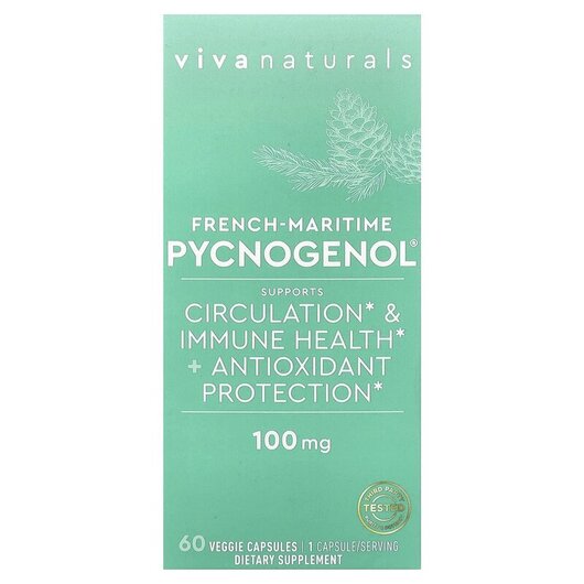 Основне фото товару Viva Naturals, French-Maritime Pycnogenol, Пікногенол, 60 капсул
