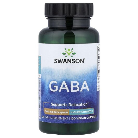 Основное фото товара Gaba High Potency 500 mg Основное фото товара Swanson, ГАМК, Gaba High Potency 500 mg, 100 капсул