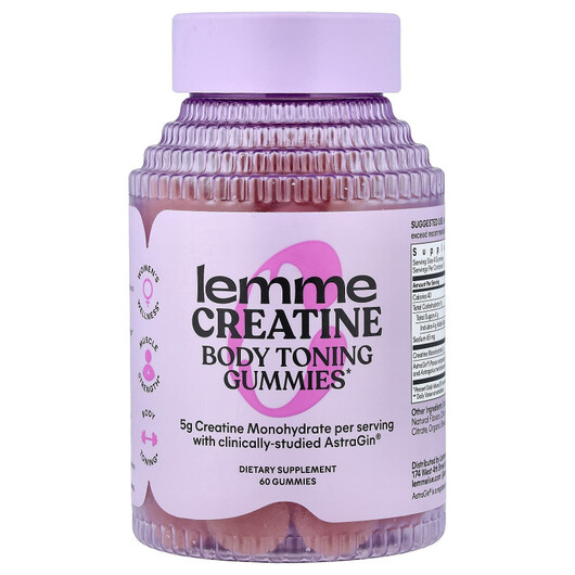 Основне фото товару Creatine Body Toning Gummies Sour Strawberry, Креатин, 60 таблето