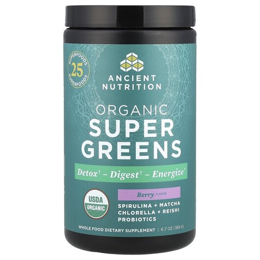 Основное фото товара Organic SuperGreens Berry Основное фото товара Ancient Nutrition, Супергринс, Organic SuperGreens Berry, 189 г