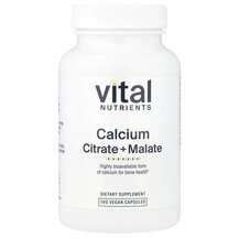 Кальцій Calcium Citrate/Malate Vital Nutrients 100 капсул Кальцій Calcium Citrate/Malate Vital Nutrients 100 капсул