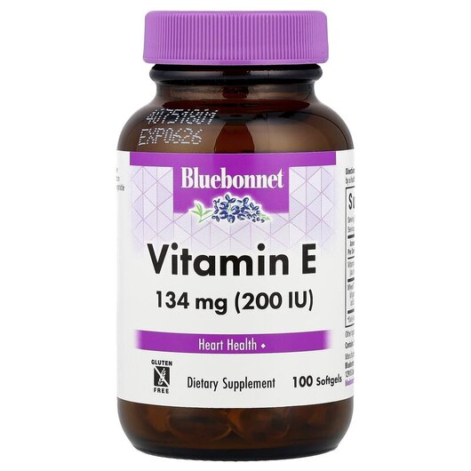 Основне фото товару Bluebonnet Nutrition, Vitamin E 200 IU, Вітамін E, 100 капсул