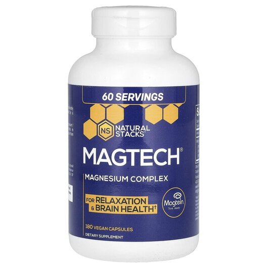Основне фото товару Magtech Magnesium Complex Основне фото товару Natural Stacks, Magtech Magnesium Complex, Магній, 180 капсул