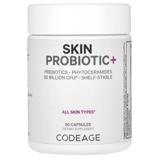 Основное фото товара Skin Probiotic 50 Billion CFU Основное фото товара CodeAge, Пробиотики, Skin Probiotic 50 Billion CFU, 60 капсул