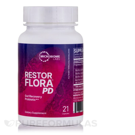 Основне фото товару RestorFlora PD Основне фото товару Microbiome Labs, RestorFlora PD, Підтримка сну, 21 капсул