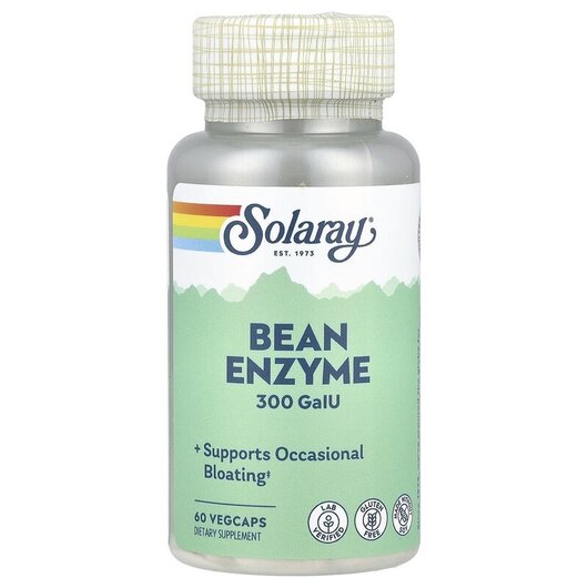 Основное фото товара Bean Enzyme 300 GaIU Основное фото товара Solaray, Ферменты, Bean Enzyme 300 GaIU, 60 капсул