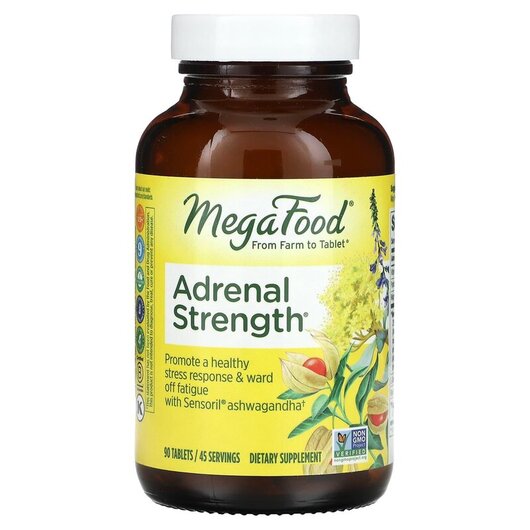 Основное фото товара Adrenal Strength Основное фото товара MegaFood, Поддержка надпочечников, Adrenal Strength, 90 таблеток