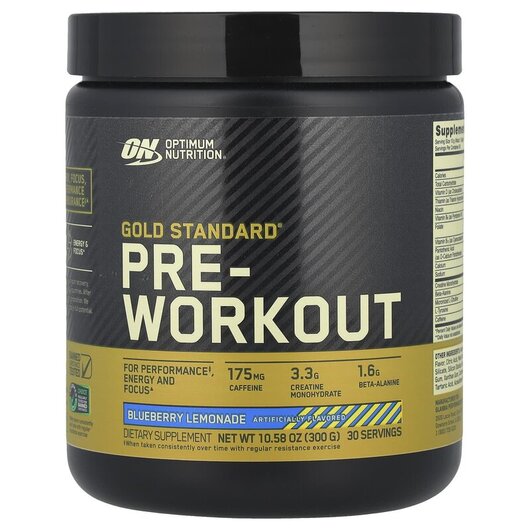 Основное фото товара Gold Standard Pre-Workout Blueberry Lemonade Основное фото товара Gold Standard Pre-Workout Blueberry Lemonade, Предтренировочный к