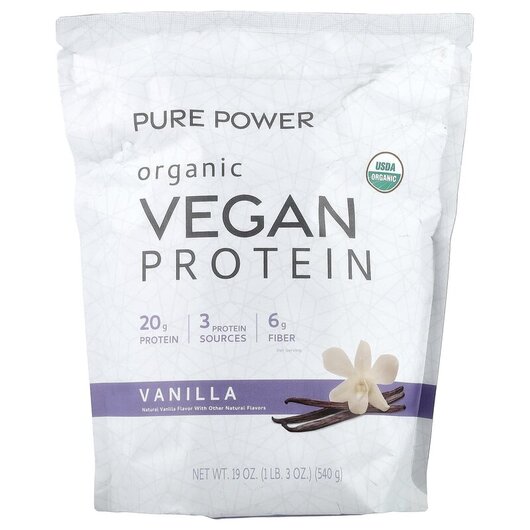 Основне фото товару Pure Power Organic Vegan Protein Vanilla Основне фото товару Pure Power Organic Vegan Protein Vanilla, Протеїн Веганский, 540