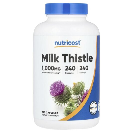 Основное фото товара Nutricost, Расторопша, Milk Thistle 1000 mg, 240 капсул