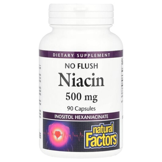 Основне фото товару No Flush Niacin 500 mg 90, Вітамін B3 Ніацин, 90 капсул