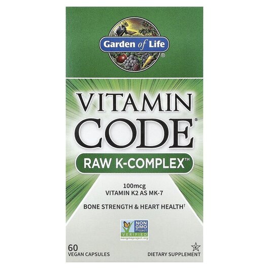 Основное фото товара Vitamin Code RAW K-Complex Основное фото товара Garden of Life, Витамин K, Vitamin Code RAW K-Complex, 60 капсул