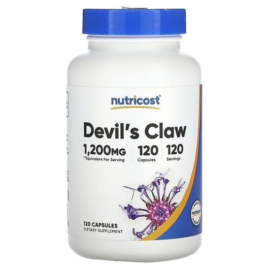 Основное фото товара Devil's Claw 1200 mg Основное фото товара Nutricost, Коготь дьявола, Devil's Claw 1200 mg, 120 капсул