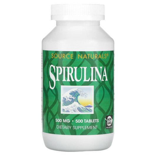 Основне фото товару Source Naturals, Spirulina 500 mg 500, Спіруліна 500 мг, 500 табл