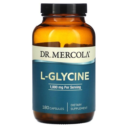 Основне фото товару Dr. Mercola, L-Glycine 500 mg, L-Гліцин, 180 капсул