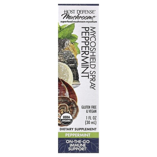 Основное фото товара Myco Shield Spray Immune Support Peppermint Основное фото товара Host Defense Mushrooms, Грибы, Myco Shield Spray Peppermint, 30 м