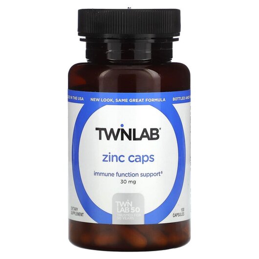 Основне фото товару Zinc Caps 30 mg Основне фото товару Twinlab, Zinc Caps 30 mg, Цинк, 100 капсул