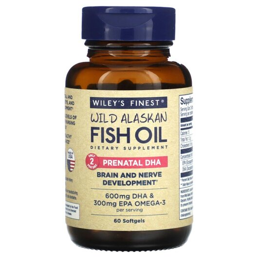 Основне фото товару Wild Alaskan Fish Oil Prenatal DHA 600 mg, ДГК, 60 Fish Softgels