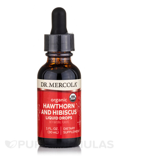 Основне фото товару Organic Hawthorn & Hibiscus Liquid Drops Основне фото товару Dr. Mercola, Organic Hawthorn & Hibiscus Liquid Drops, Глід,