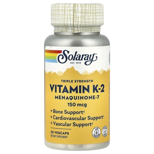 Основне фото товару Vitamin K-2 Menaquinone-7 150 mcg, Вітамін K2 MK-7 150 мкг, 30 ка