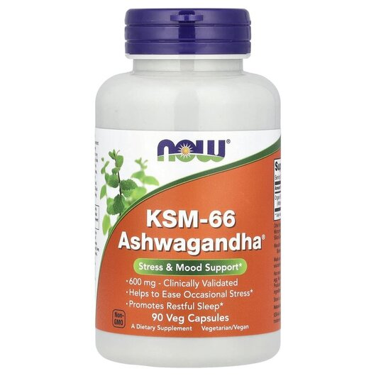 Основное фото товара KSM-66 Ashwagandha 600 mg Основное фото товара NOW Foods, Ашваганда, KSM-66 Ashwagandha 600 mg, 90 капсул