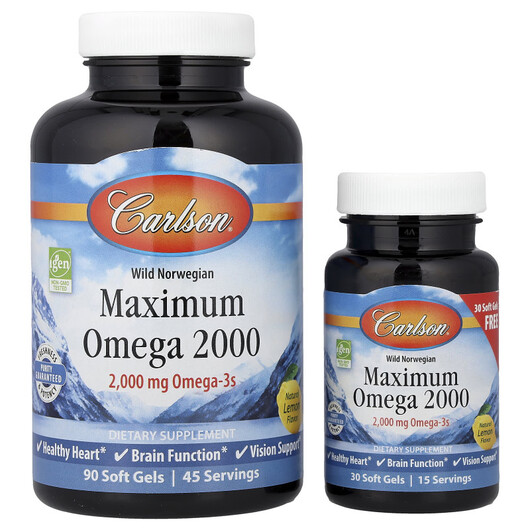 Основное фото товара Wild Norwegian Maximum Omega 2000 Natural, Омега 3, 1000 mg per S