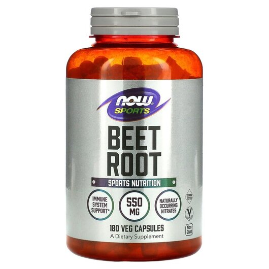 Основне фото товару Sports Beet Root 550 mg Основне фото товару NOW Foods, Sports Beet Root 550 mg, Червоний буряк 550 мг, 180 ка