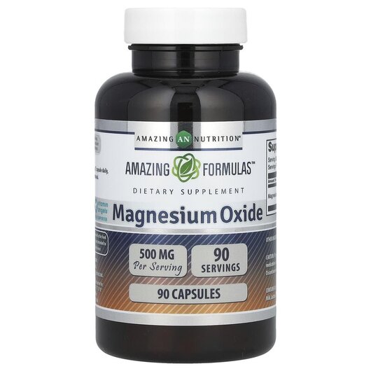 Основное фото товара Amazing Nutrition, Магний, Magnesium Oxide 500 mg, 90 капсул