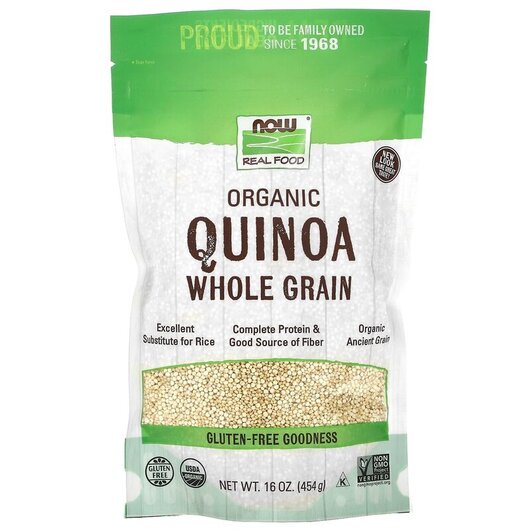 Основне фото товару Certified Organic Quinoa Whole Grain Основне фото товару NOW Foods, Quinoa Whole Grain, Кіноа Сертифікована, 454 г
