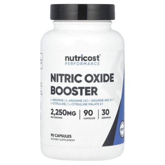 Основное фото товара Nutricost, L-Аргинин, Performance Nitric Oxide Booster, 90 капсул