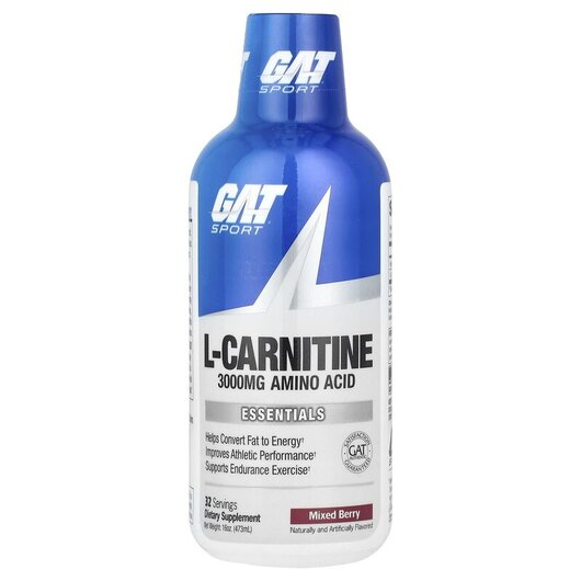 Основне фото товару GAT, Liquid L-Carnitine Mixed Berry 3000 mg, L-Карнітин, 473 мл