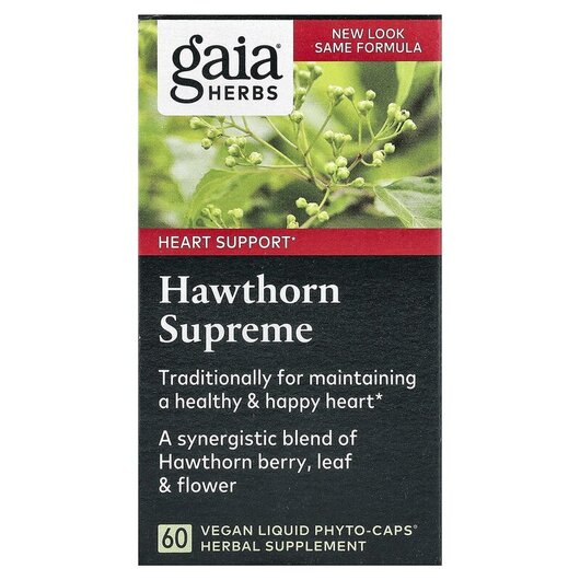 Основное фото товара Gaia Herbs, Боярышник, Hawthorn Supreme, 60 капсул
