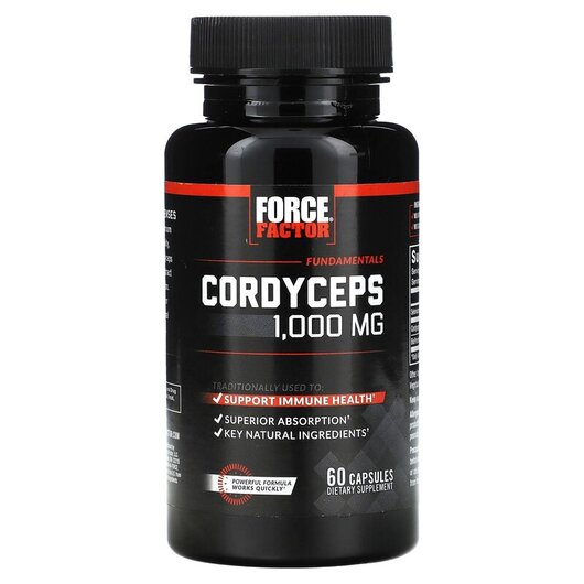 Основне фото товару Force Factor, Cordyceps 500 mg, Гриби Кордицепс, 60 капсул
