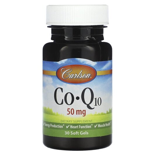 Основное фото товара Carlson, Коэнзим CoQ10, CoQ10 50 mg, 30 капсул