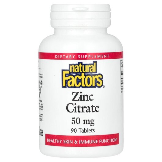 Основне фото товару Natural Factors, Zinc Citrate 50 mg, Цитрат Цинку, 90 таблеток