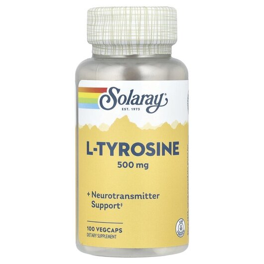 Основне фото товару L-Tyrosine 500 mg Основне фото товару Solaray, L-Tyrosine 500 mg, L-Тирозин, 100 капсул