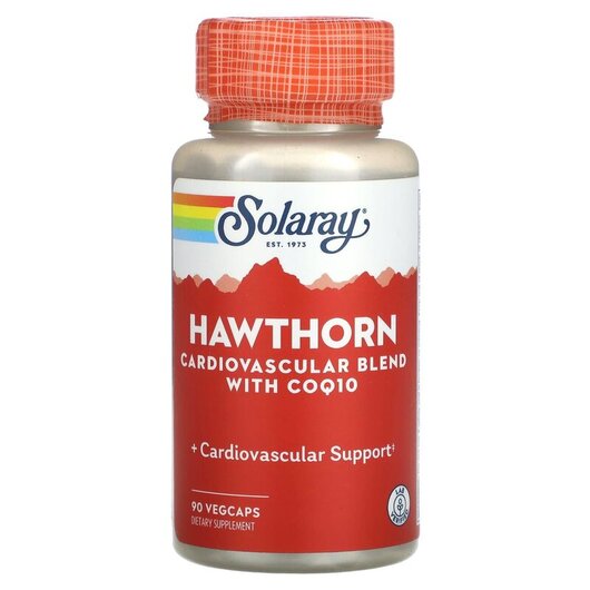 Основне фото товару Hawthorn Cardiovascular Blend with COQ10 Основне фото товару Solaray, Hawthorn Cardiovascular Blend with COQ10, Глід, 90 капсу