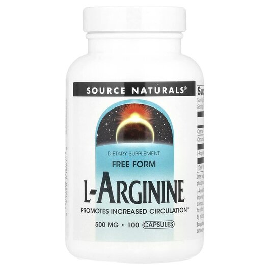 Основне фото товару L-Arginine Free Form 500 mg, L-Аргінін у вільній формі 500 мг, 10