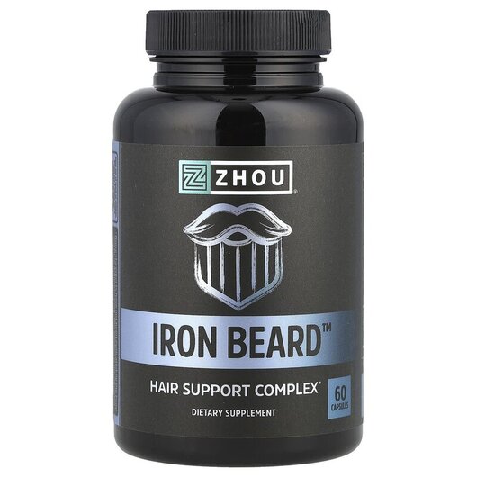 Основное фото товара Iron Beard Основное фото товара Zhou Nutrition, Поддержка роста волос, Iron Beard, 60 капсул