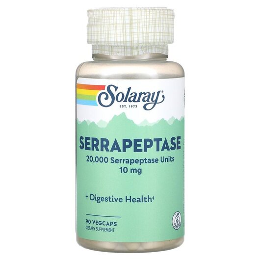 Основне фото товару Solaray, Serrapeptase 10 mg, Серрапептаза, 90 капсул