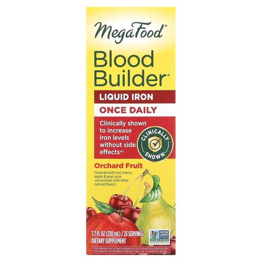 Основное фото товара Blood Builder Liquid Iron Once Daily Orchard Fruit Основное фото товара MegaFood, Добавка с железом, Blood Builder Liquid Iron, 230 мл