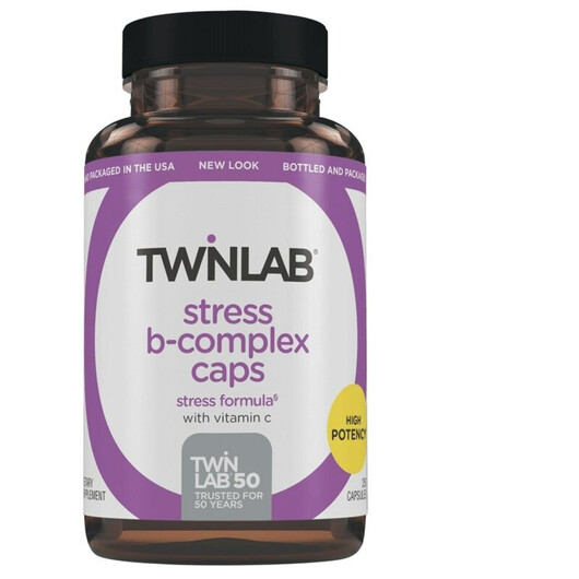 Основне фото товару Twinlab, Stress B-Complex Caps with Vitamin C, Вітамін C, 250 кап