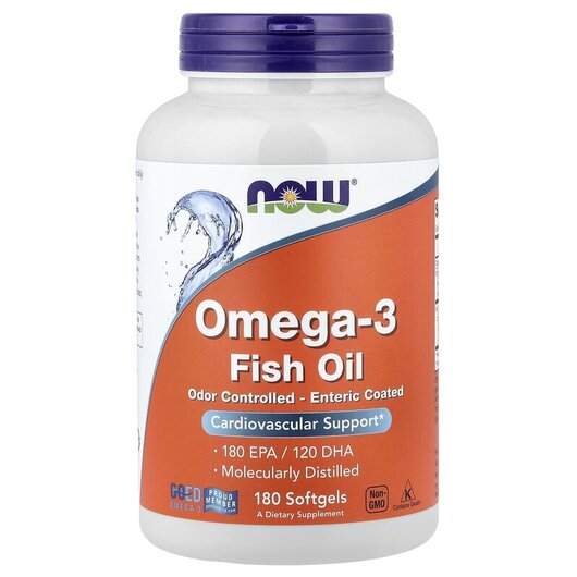 Основне фото товару NOW Foods, Omega-3 Softgels, Омега-3, 180 капсул