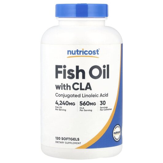 Основное фото товара Nutricost, Омега 3, Fish Oil With CLA, 120 капсул