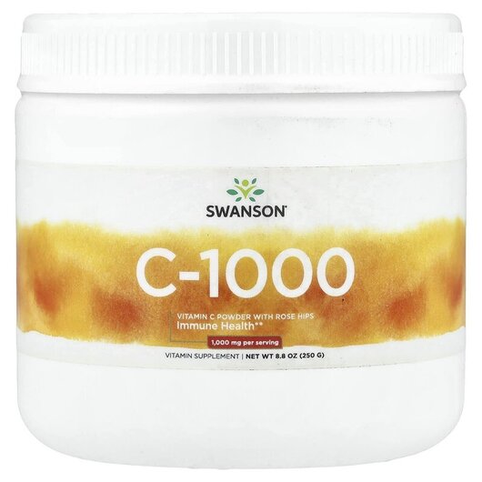 Основне фото товару Swanson, Vitamin C Powder with Rose Hips, Вітамін C, 250 г